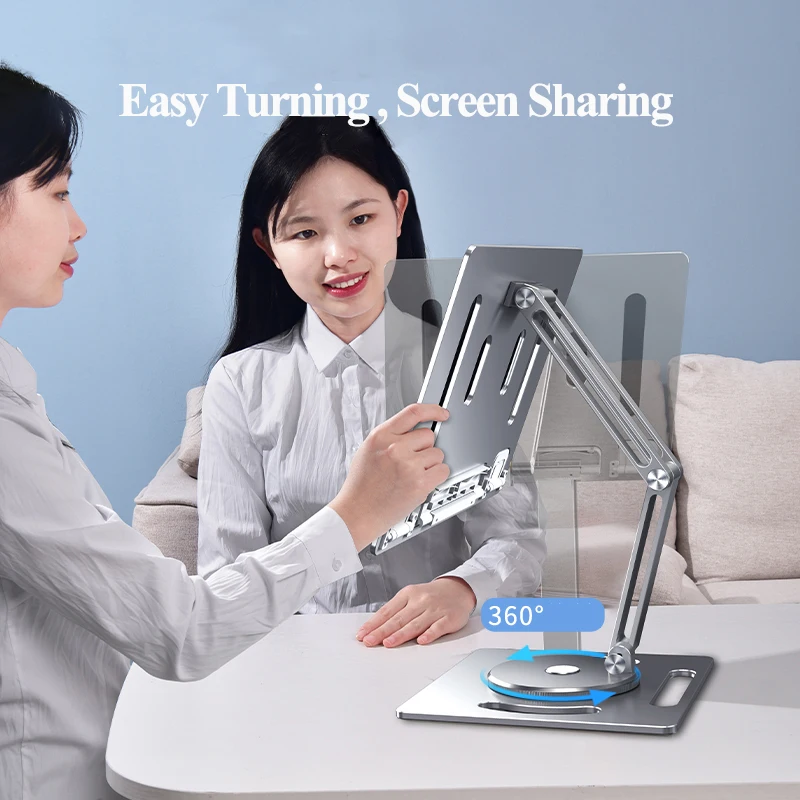 Oatsbasf Alumínio Laptop Stand 360 Rotable Altura Ângulo Ajuste Tablet Suporte Titular Multifuncional Leitura Livro Bracket - Imagem 2