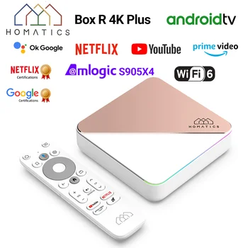 HOMATICS Box R 4K Plus TV Box AndroidTV 14 Netflix Certificato Google Amlogic S905X4 4G32G Supporto DTS Dolby Audio AV1 Wifi6 BT5.0 1