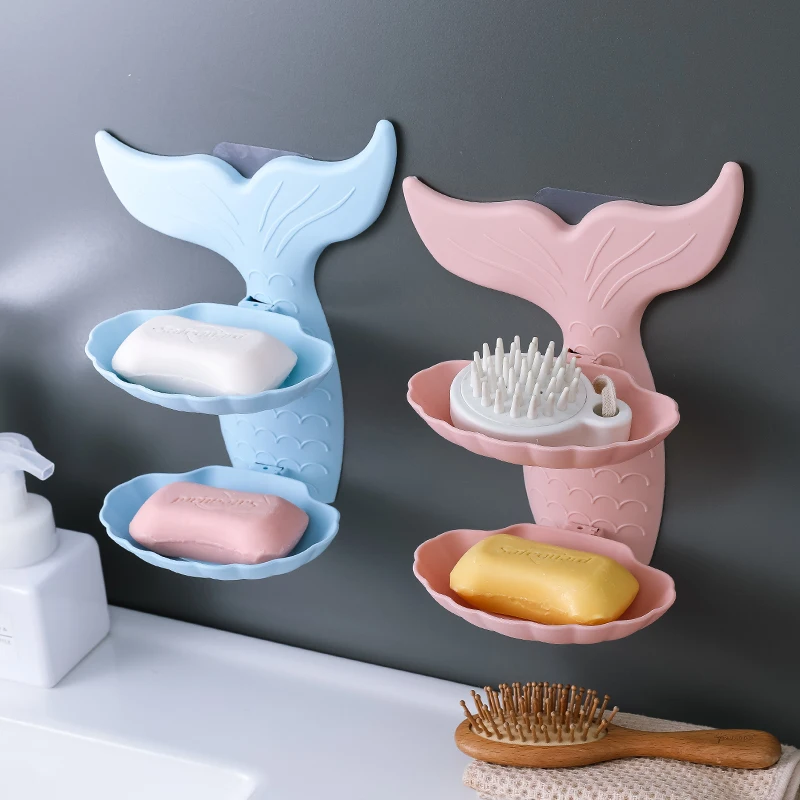 Punch Free Soap Box Bathroom Draining Ideas Wall-Mounted Soap Holder ...