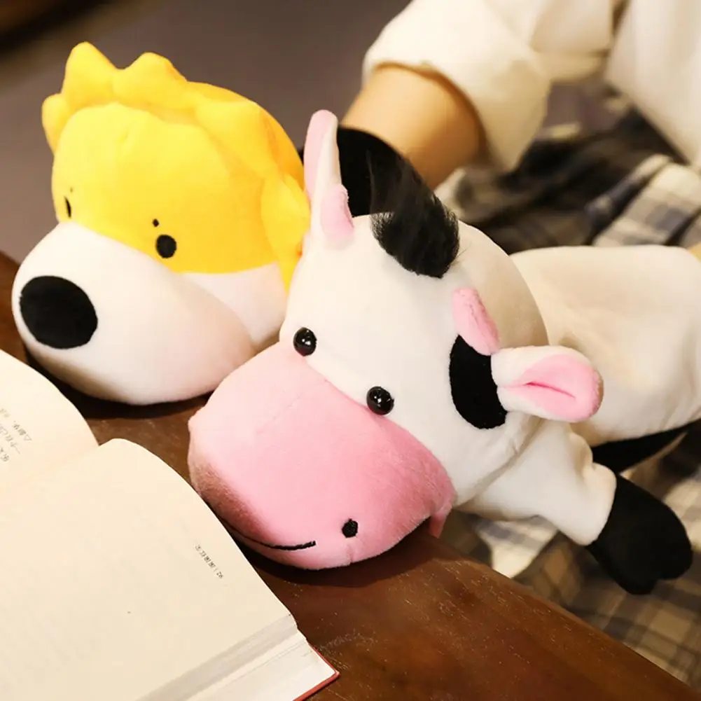 Hand Puppet Doll Educational Plush Hand Puppet Lion/cow Cartoon Toy for Parent-child Interaction Kindergarten Storytelling