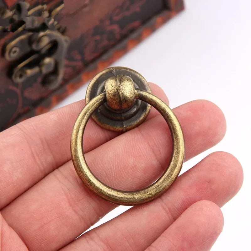 Antique Bronze Cabinet Drawer Knobs Dresser Cupboard Wardrobe Furniture Pulls Ring Handle Wooden Box Jewelry Knobs door knocker