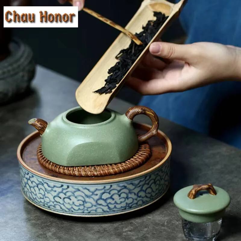 190ml Boutique Yixing Purple Clay Teapots Raw Ore Pea Green Mud Handmade Tea Pot Home Zisha Filter Kettle Chinese Teaware
