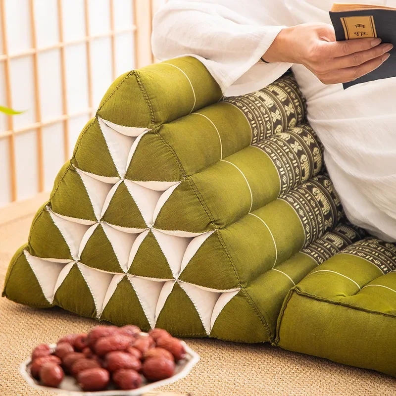 Thai Wooden Cotton Triangle Cushion Home Sofa Window Lazy Seat Cushion for Lunch Break Living Room Lazy Sofa with Large Backrest 3