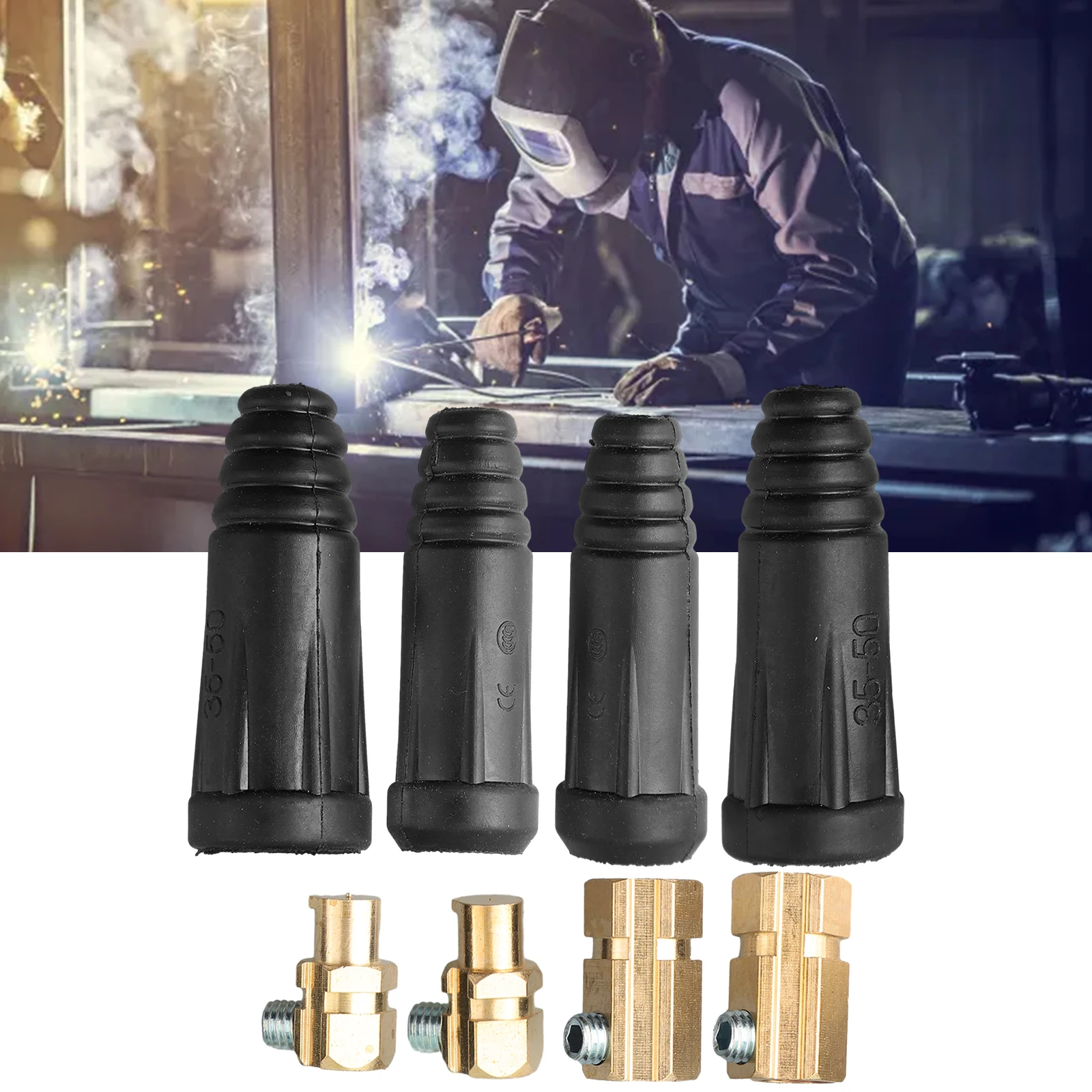 

Сварочный кабель Быстрый разъем для 200Amp-300Amp (#4-#1) 35-50 кв. мм 2 комплекта медный штекер-гнездо надежный Универсальный