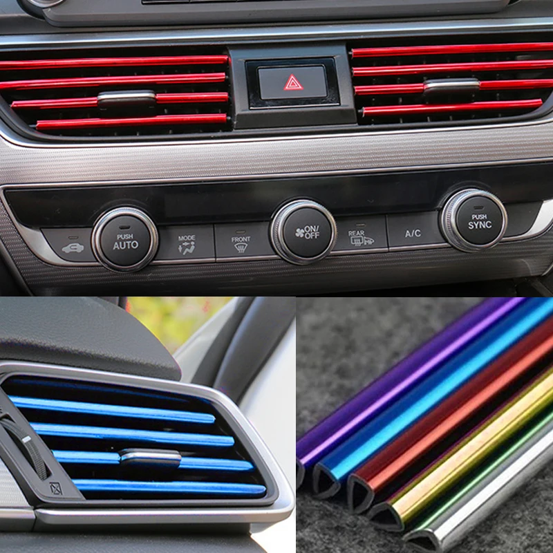 10 Pcs 20cm Car Air Conditioner Vent Outlet Trim Strips U Shape Chrome