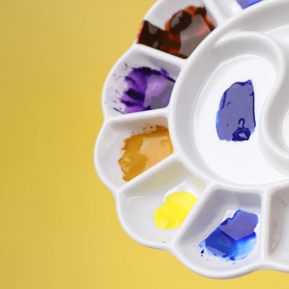 Artsecret 12-Well Imitation Ceramic Paint Palette Pigment Calligraphy Watercolor Painting Color Mixing Paint Tray for Artists