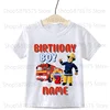 Family Matching Fireman Sam Custom Name Birthday Boy Party T-Shirt Children Birthday Tops Boy T-Shirt Gift Please Note The Name 2