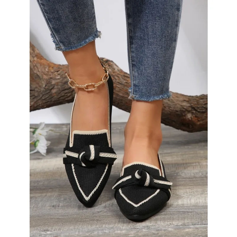 Women’s Woven Rope Platform Snakeskin Pointed-Toe Flats | Trendy Flats