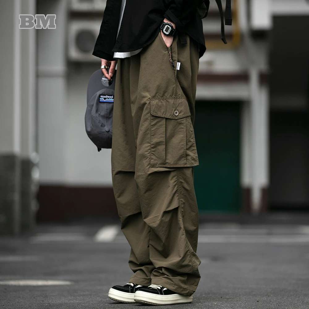 

Японские тонкие функциональные водонепроницаемые быстросохнущие брюки-карго в стиле Харадзюку, Мужская одежда, Корейская уличная одежда, прямые брюки для мужчин