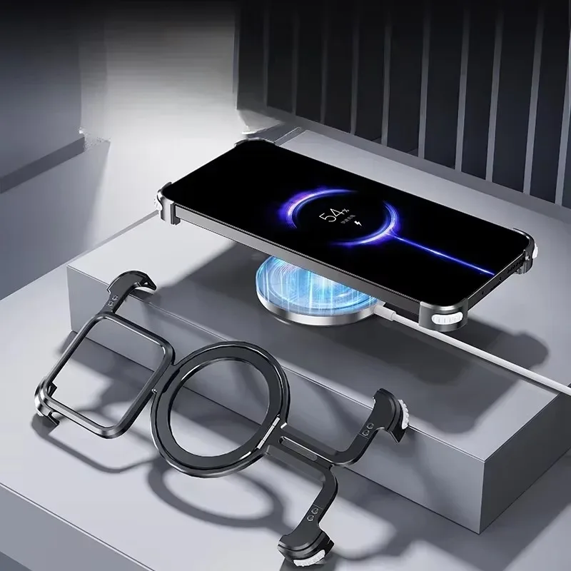 Eary for Xiaomi 15 Pro Phone Case With 360° Rotatable Magnetic Ring Holder Frameless Bumper Shockproof Protective Covers Shells