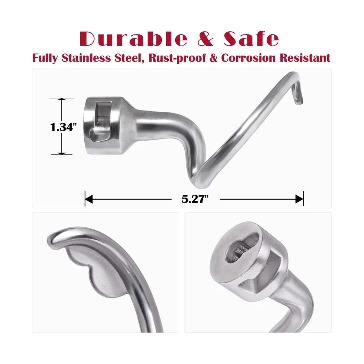 Spiral Dough Hook for Kitchenaid 4.5-5 Quart Tilt-Head Stand Mixer Dough Hook Replacement for Kitchenaid Attachment dough mixer mixer accessories