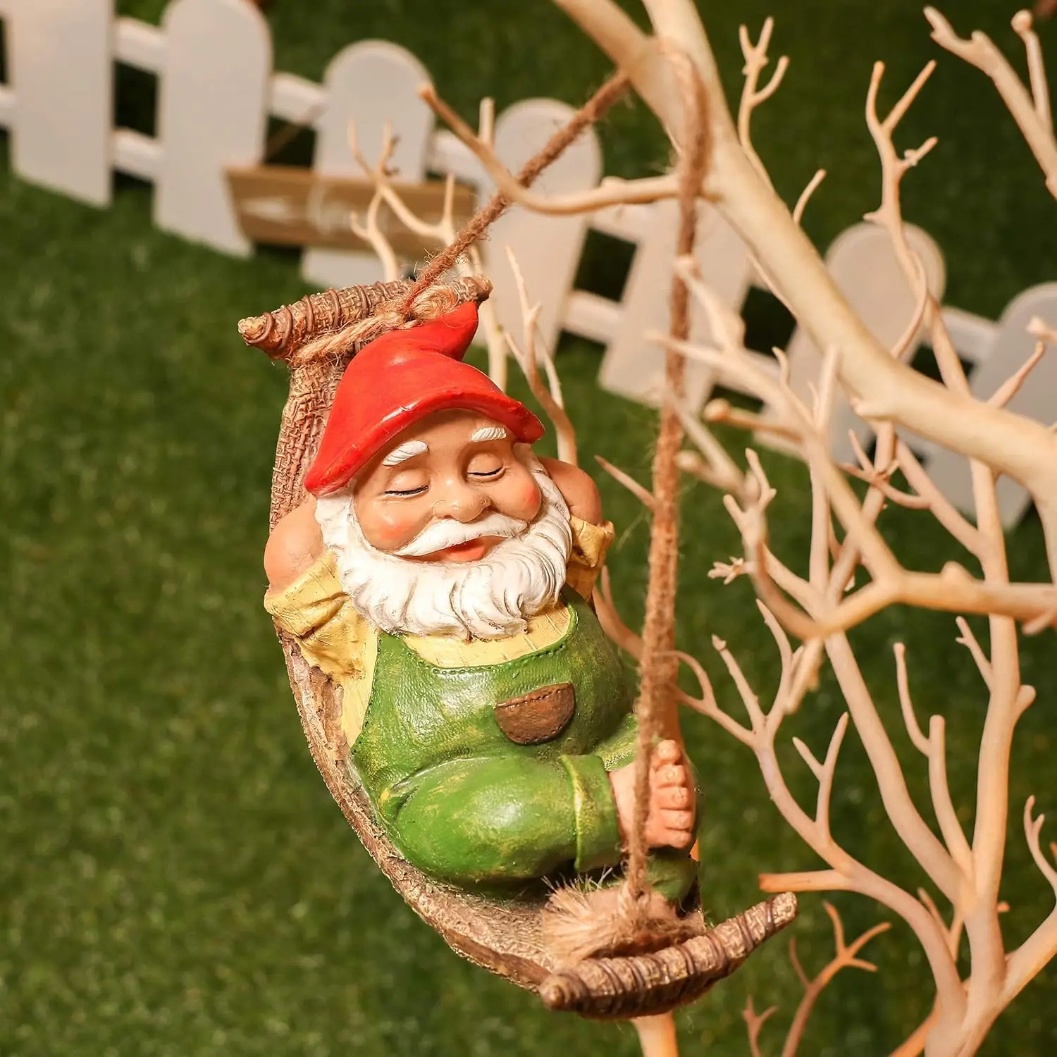 Outdoor Garden Yard Decoration Hanging Cute Gnome Dwarf Statue