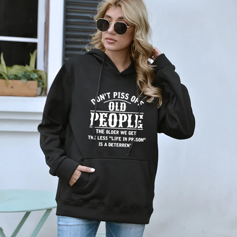 YRYT Autumn and winter fleece thickened hoodie Don't piss off old people's hoodie