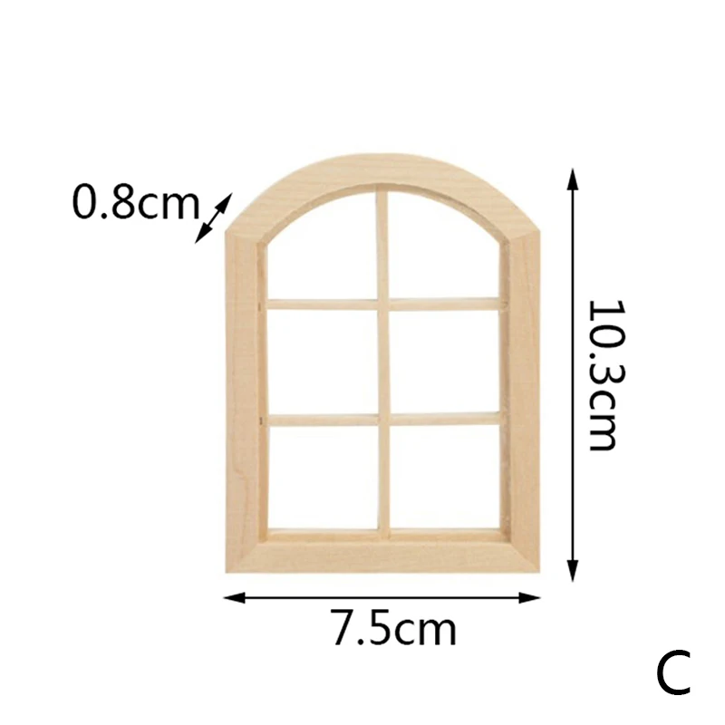 1/12 Dollhouse Miniature Door Window Frame Unpainted Doll Wood External Single Door Unpainted Diy Door 6