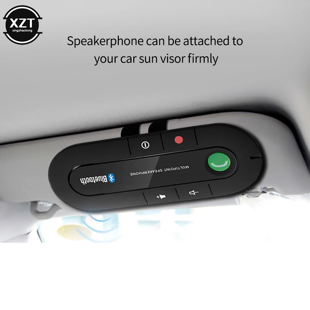 Bluetooth Hands-Free Car Kit with USB Audio Receiver and Visor Clip
