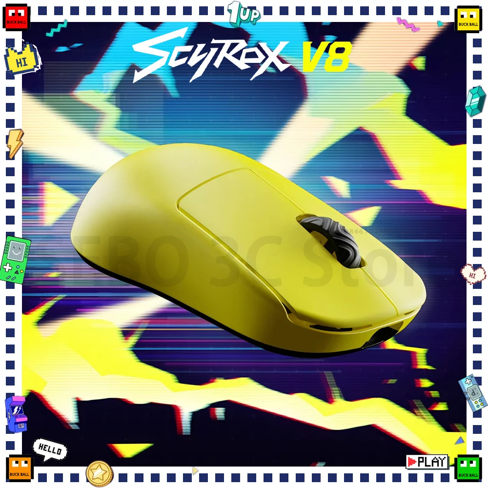Wireless Gaming Mouse Scyrox V8 Dual Mode Paw3950 8K Low Latency Lightweight Nordic52840 PC Accessory