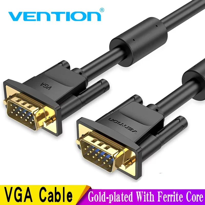 สาย VGA Vention 3+6 1.5ม. 2ม. 3ม. 5ม. 20ม. สายถักป้องกันสัญญาณรบกวน VGA to VGA สำหรับ HDTV พีซี แล็ปท็อป กล่องทีวี โปรเจคเตอร์ จอภาพ 1
