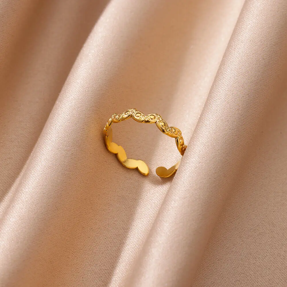 Stainless Steel Ring Adjustable Gold Color