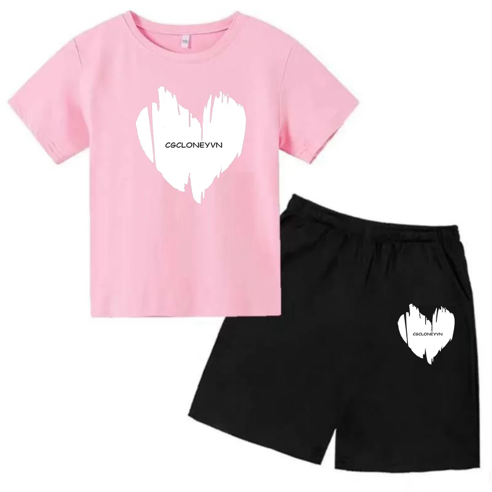thumbnail image 1 of Conjunto de 2 piezas de camiseta y pantalones cortos para niños y adolescentes, ropa deportiva con estampado de moda coreana, conjunto de verano para bebés, manga corta, 3 a 12 años, 1 of 5