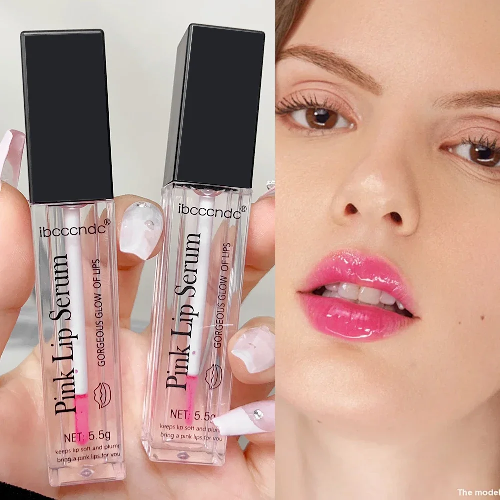 Natural Pink Serum Lips Remove Dark Lip Gloss Lightening Lipgloss Cream Balm Repair Fine Line Brighten Lip Exfoliator