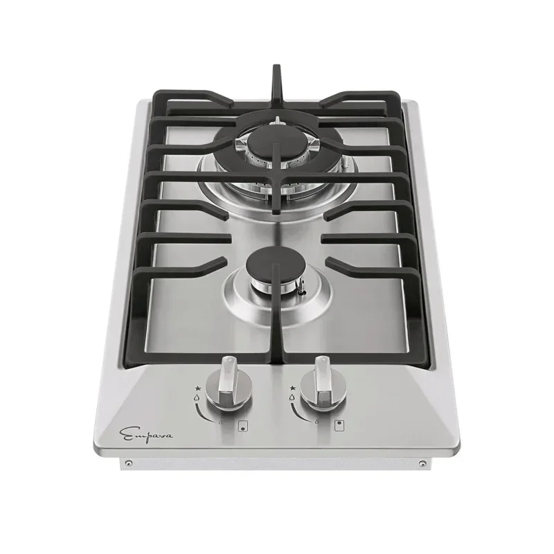 QWQJQW12" Empava Gas Stove Cooktop with 2 Italy Sabaf Sealed Burners NG/LPG Convertible in Stainless Steel,12 Inch
