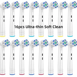 Premium Replacement Brush Heads - Pack of 16/20 for Sensitive and Cross Action Cleaning (16 Ultra-thin Soft)