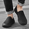 Men Handmade Mesh Breathable Shoes Summer Round Head Solid Colour Non-slip Loafers Lightweight Comfortable Soft Sole Sneakers 5