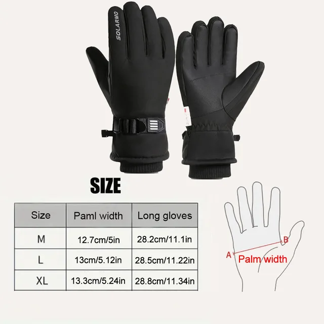 GTUBIKE Men Winter Waterproof Cycling Gloves Outdoor Sports Motorcycle Ski Touch Screen Fleece Gloves Non-slip Warm Full Fingers 2