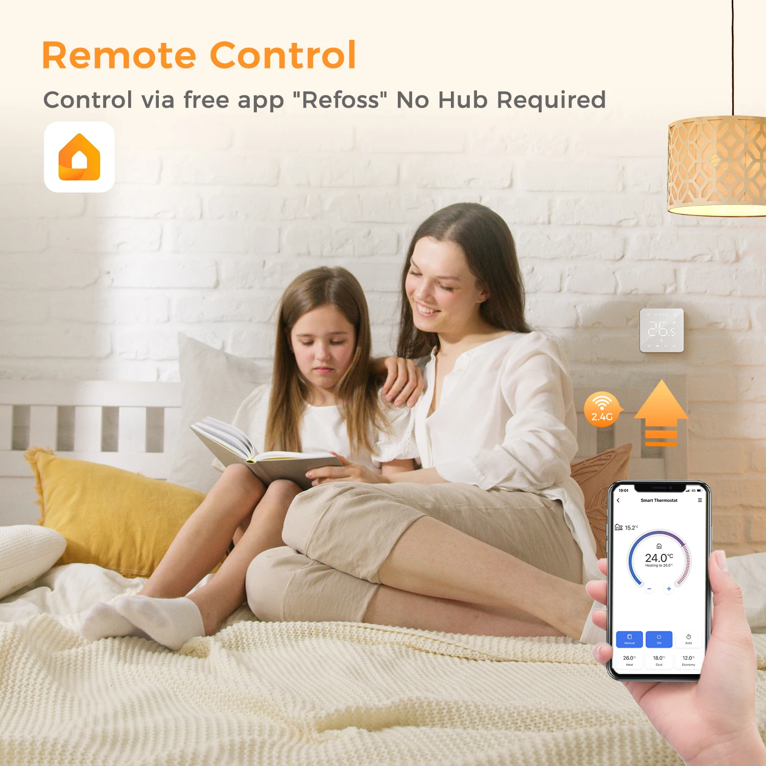 Refoss-Wi-Fi Smart Termostato para Caldeira, Sistema de Aquecimento Radiante, Tela Sensível Ao Toque, Siri, Alexa, Google Assistant, HomeKit