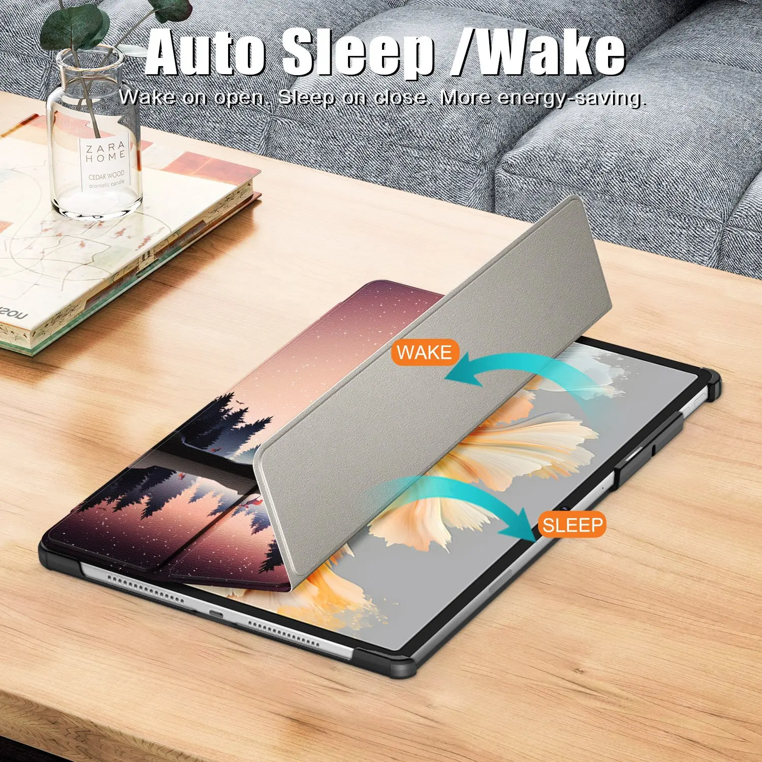 Premium Tri-Fold Case with Auto Wake Function for Lenovo Yoga Tab Plus 12.7 Tablet