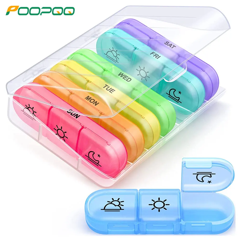 

Weekly Pill Organizer 3 Times A Day,Portable Travel Pill Box 7 Day with Large Pill Containers,Light-Proof Pill Case for Vitamins