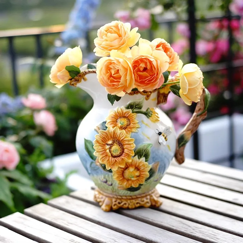 Large flower vase ceramic sunflower modern fashion European hydroponic porch home desktop bedside living room 3