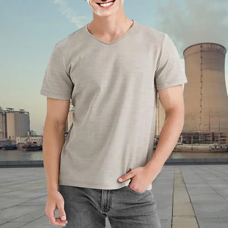 Outdoor Anti-Radiation T-Shirt EMF Shielding Clothing Silver Fabric Radiation Protection Suit 5G WiFi Summer Protective Clothing 5