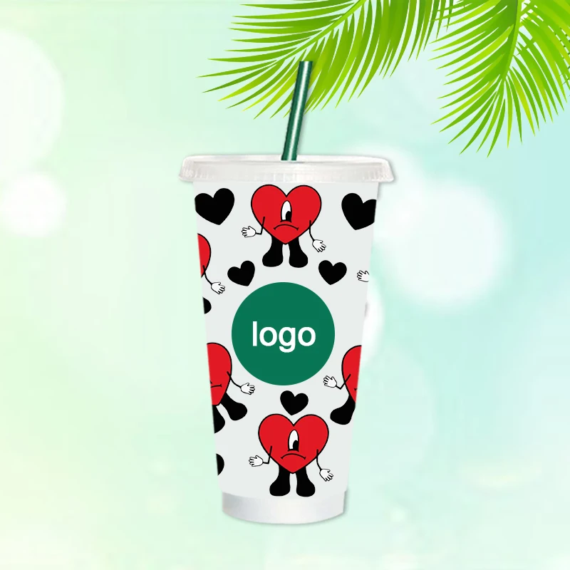 UV DTF Bad Bunny Prints Stickers Full Wraps For 24oz Venti Cold Cup With Hole CoffeeWraps C33-K