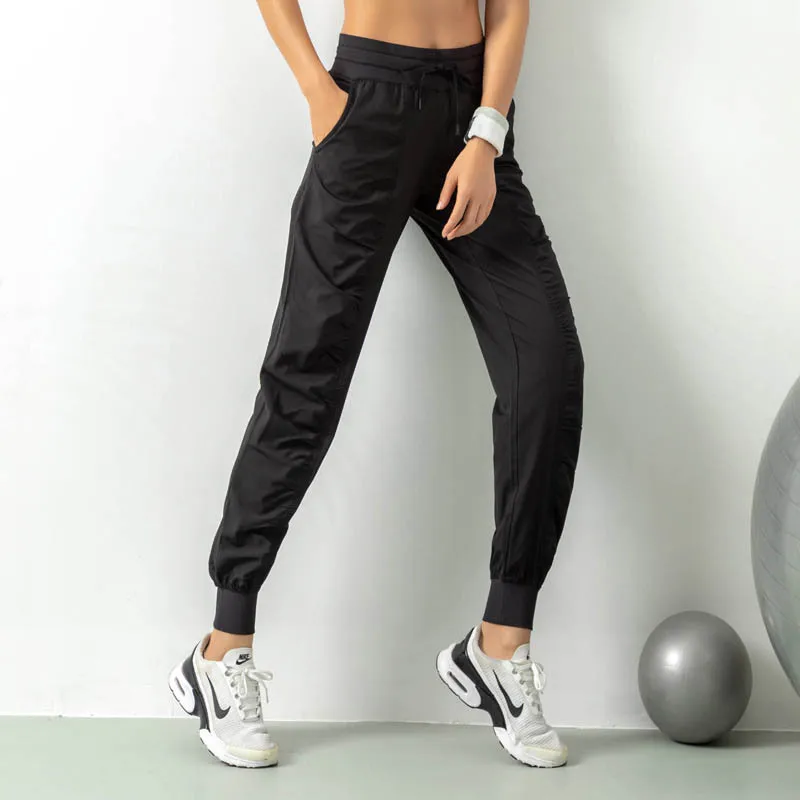 Sobrisah Womens Casual Elastic Waist Drawstring Active Yoga Jogger Gym Sweatpants Trousers with Pocket 