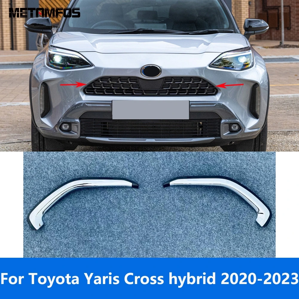 Griglia Anteriore Trim Per Toyota Yaris Cross Hybrid 2020-2022 2023 Chrome Racing Grills Grid Strip Sticker Accessori Car Styling