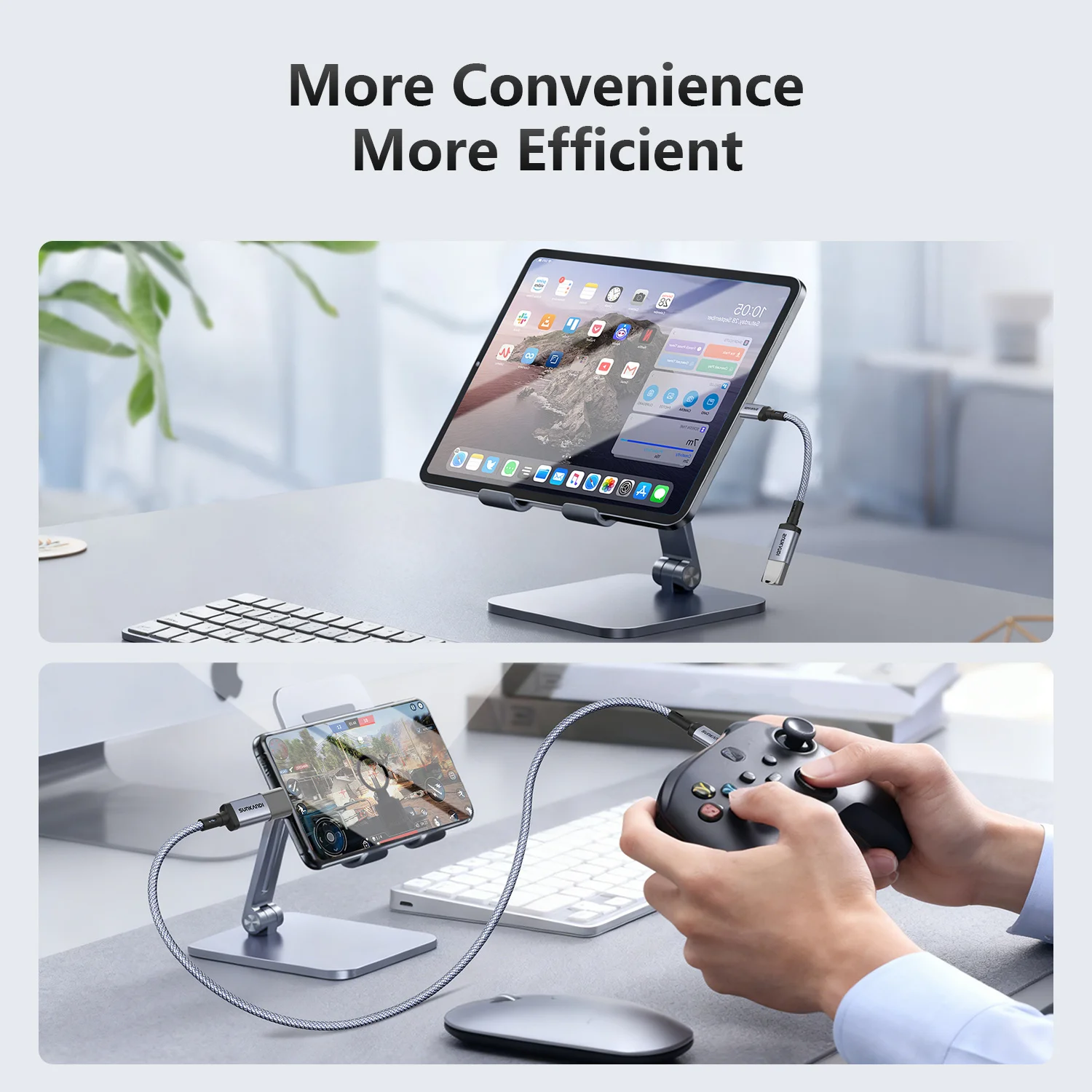 SUNKANDI USB C to USB 3.1 어댑터 10Gbps OTG 케이블 타입 C(수) to USB A(암) 아이폰 15 맥북 프로 에어 아이패드 프로 갤럭시 S24용