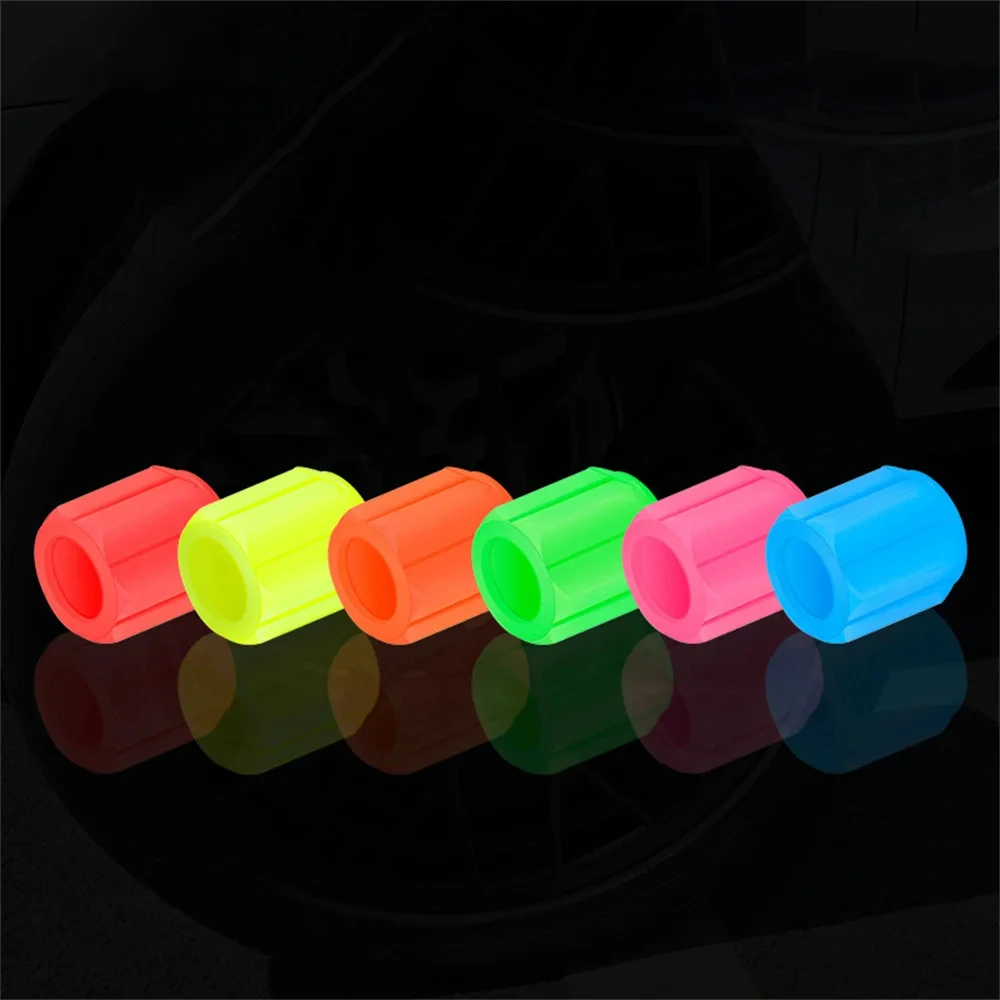 4Pcs Universal Fluorescent Car Tire Valve Caps Air Valves Stem Caps Pressure Caps for Cars Motorcycles SUV Trucks Bi