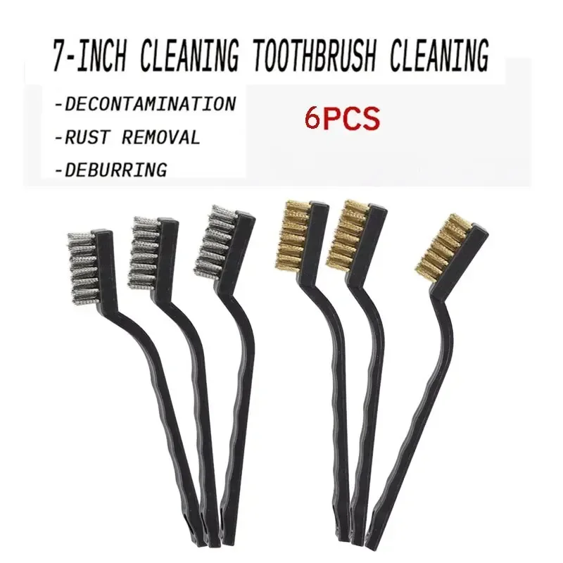 6 Or12 Pcs Industrial Toothbrush Mini Copper Steel Wire Brush Stainless Steel Wire Brush Dirt Hard Cleaning Toothbrush 2