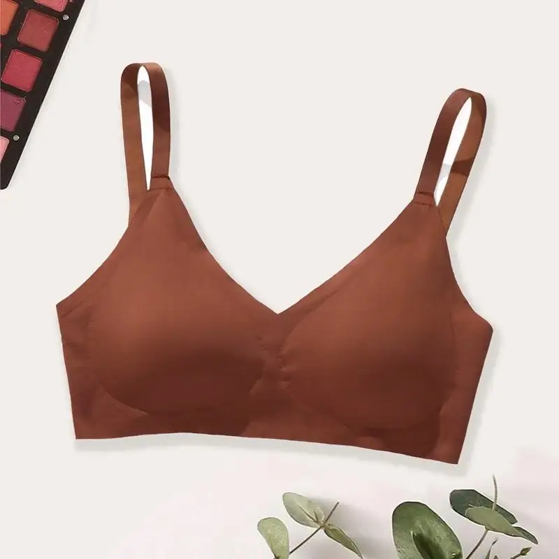 BEAUWEAR Plain Seamless Underwear Female Wireless Push Up Bra with Removable Pad Soft Comfort Lingerie for Sleep Sport S M L XL 2