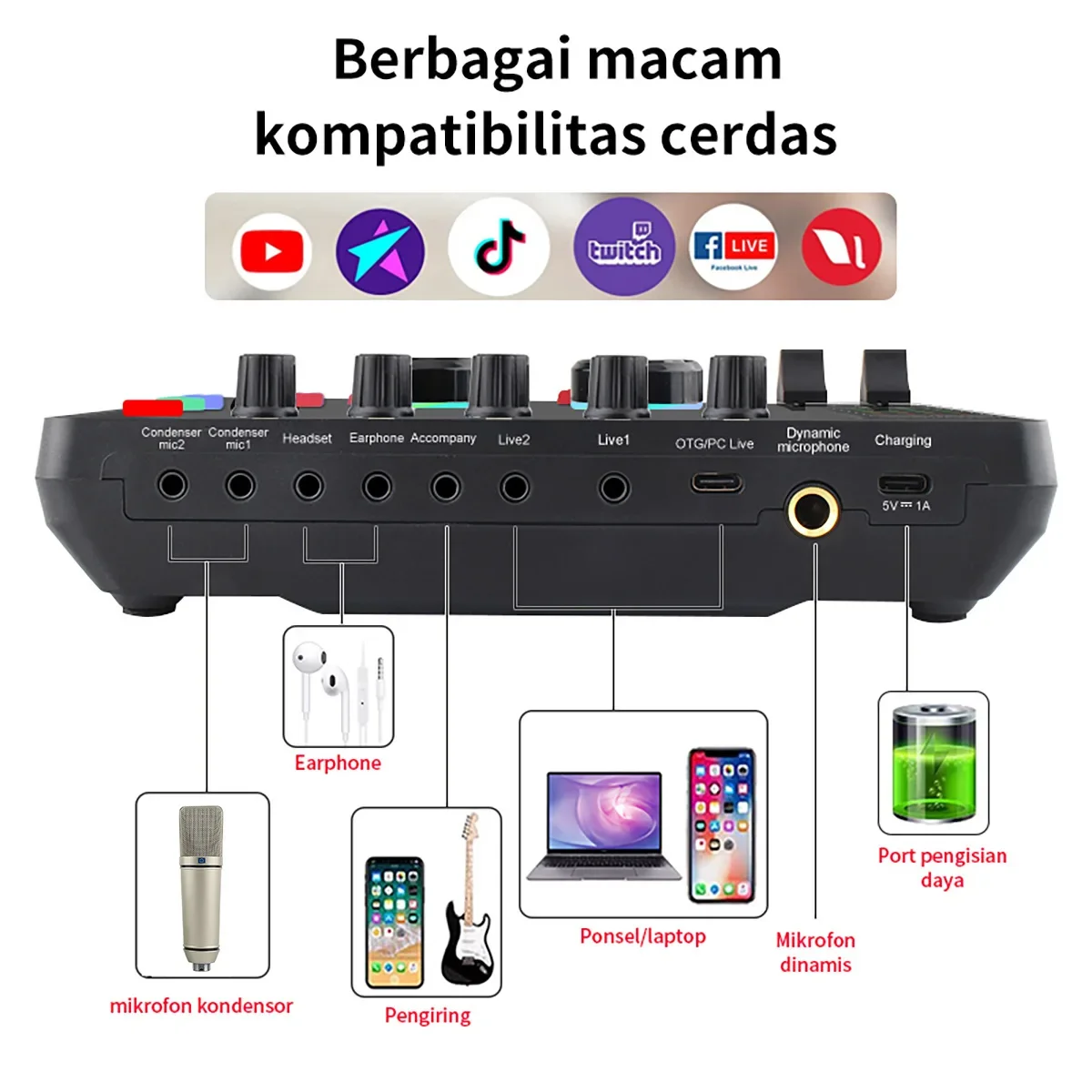 F999 Sound Card Set Professional Audio 48V Condenser Mic Studio