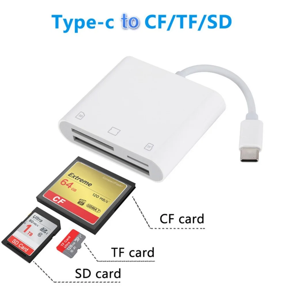 3 in 1 Type-C Card Reader Converter Phone Adapter TYPE C To SD TF Card Reader High-speed Reading Hub
