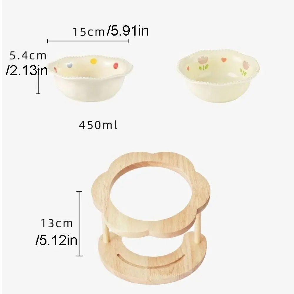 Anti Slip Ceramic Cat Bowl 15 Degree Inclined Neck Protection Cat Feeding Station Anti Overturning Elevated Dog Food Bowl