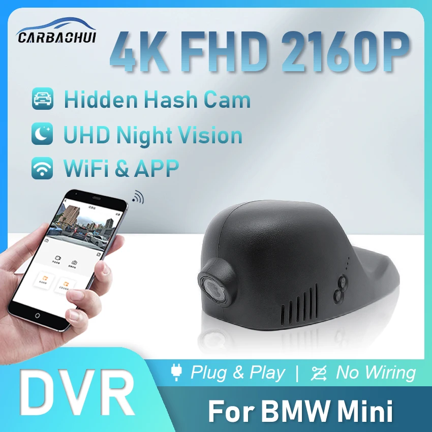 

4K 2160P Car DVR Plug and Play Dash Cam Camera UHD Night Vision WiFi Driving Video Recorder For BMW Mini HD Wiper cable DashCam