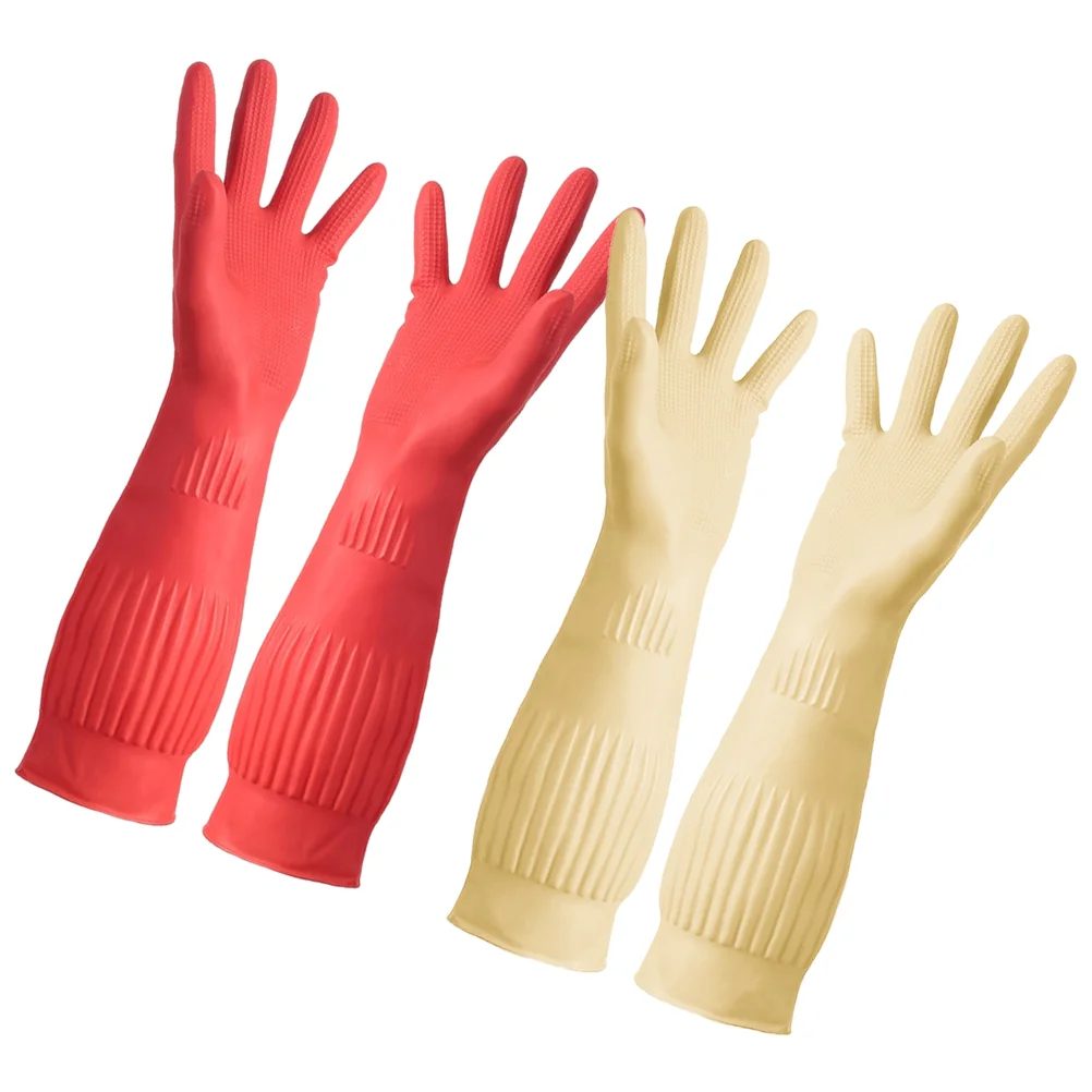 

2 pairs of Dishes Washing Gloves Non-slip Gloves Housework Gloves Kitchen Cleaning Gloves