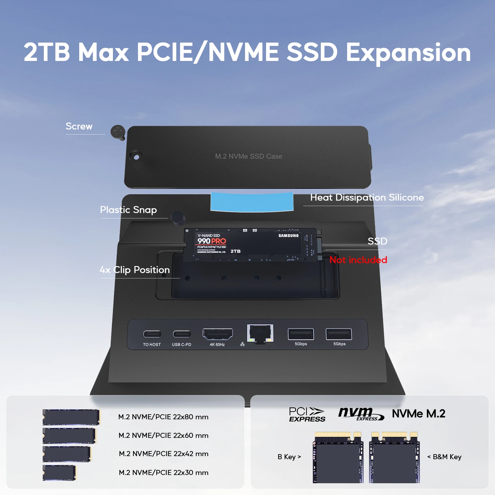 محطة إرساء PULWTOP العمودية USB-C المزودة بذاكرة ت...