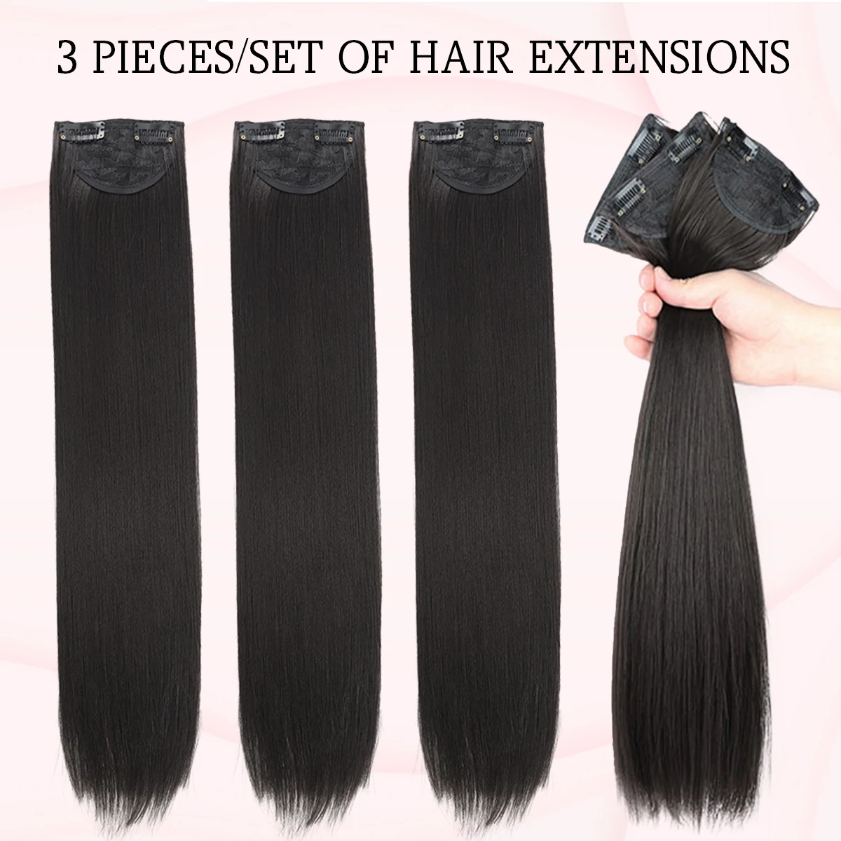 16-24 inch synthetic hair extension Wig patch invisible seamless for women three straight to increase hair volume