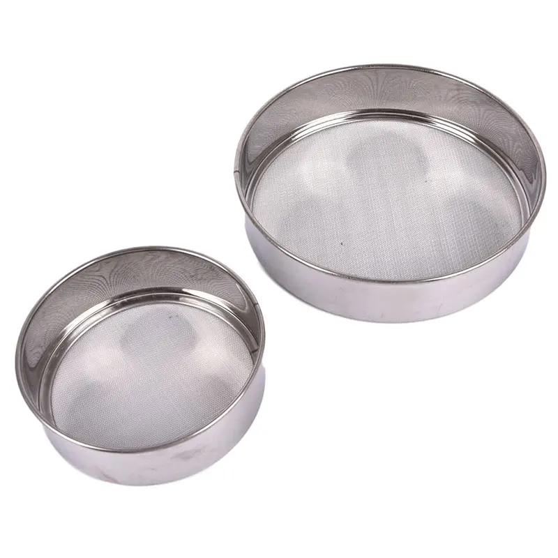 Flour Sifter Baking Tools Mesh Strainer Fine Mesh Strainer Powder Sieve Kitchen Mesh Flour Sifter Round Stainless Steel Flour Sieve Strainer Sifters