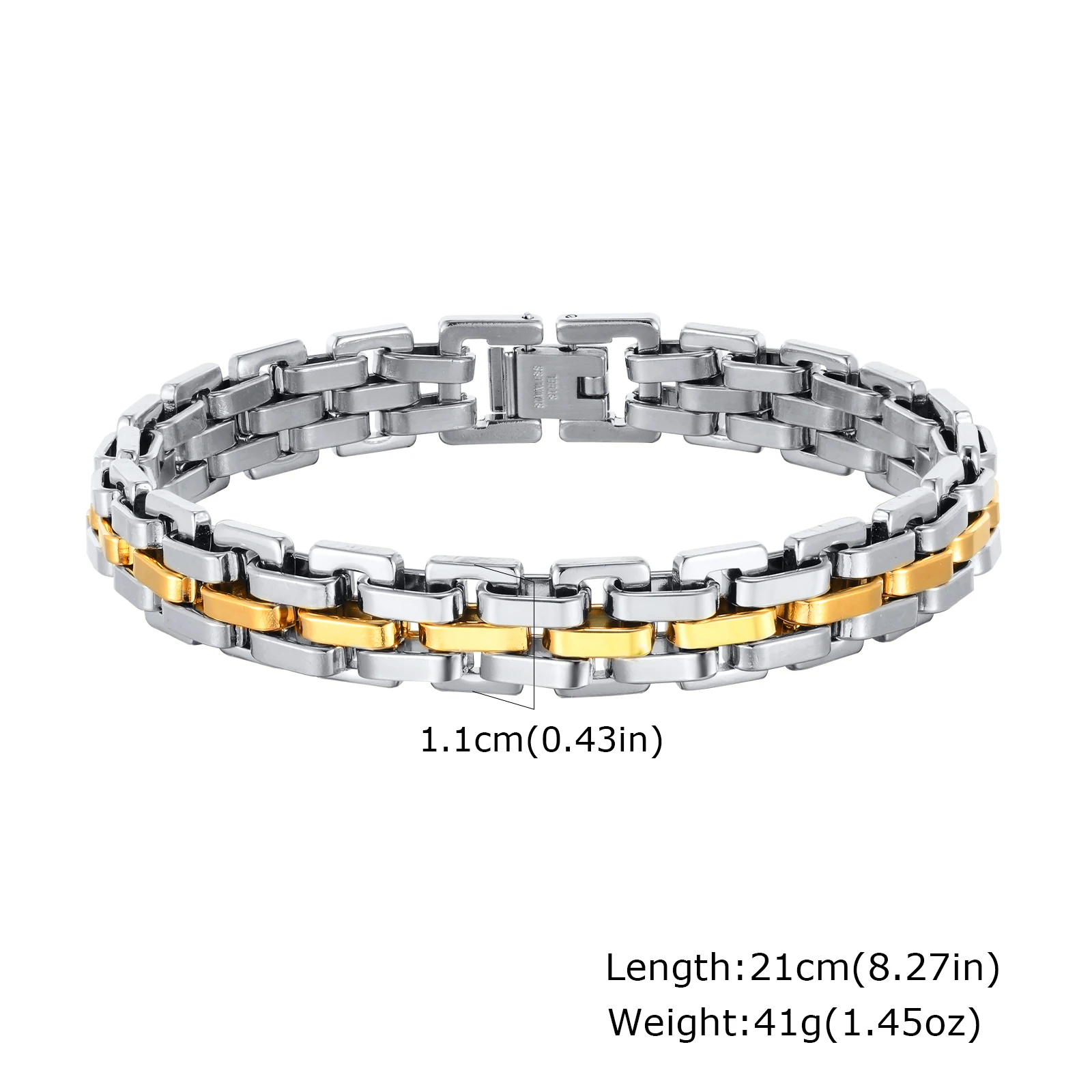 Men's Two-Tone Stainless Steel Bracelet - Stylish Gentleman's Accessory