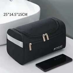 Versatile Leather Travel Toiletry Bag - Unisex Hanging Cosmetic Organizer (Canvas - Black)